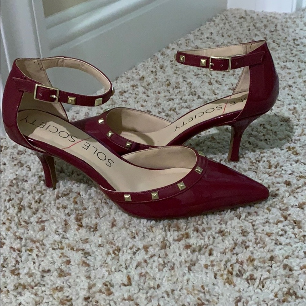 Maroon studded heels